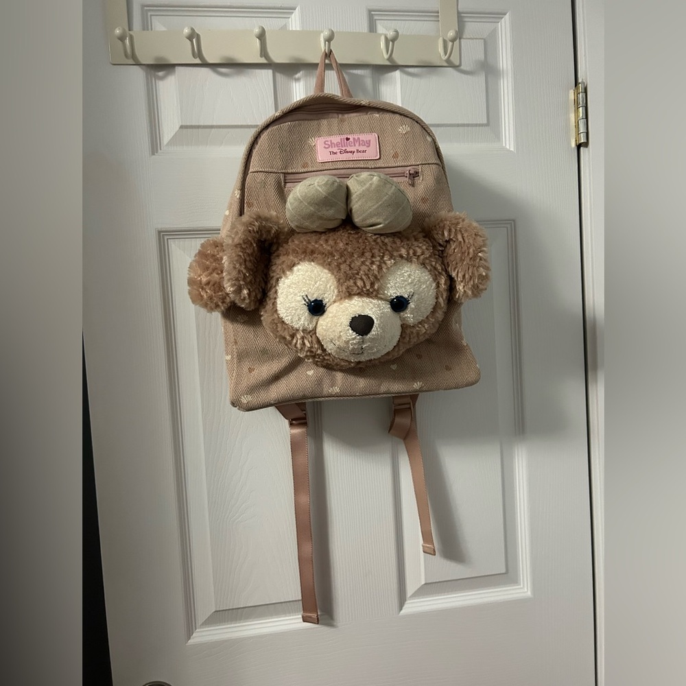 Tokyo Disneyland ShellieMay Plush Bear Backpack in Dusty Pink